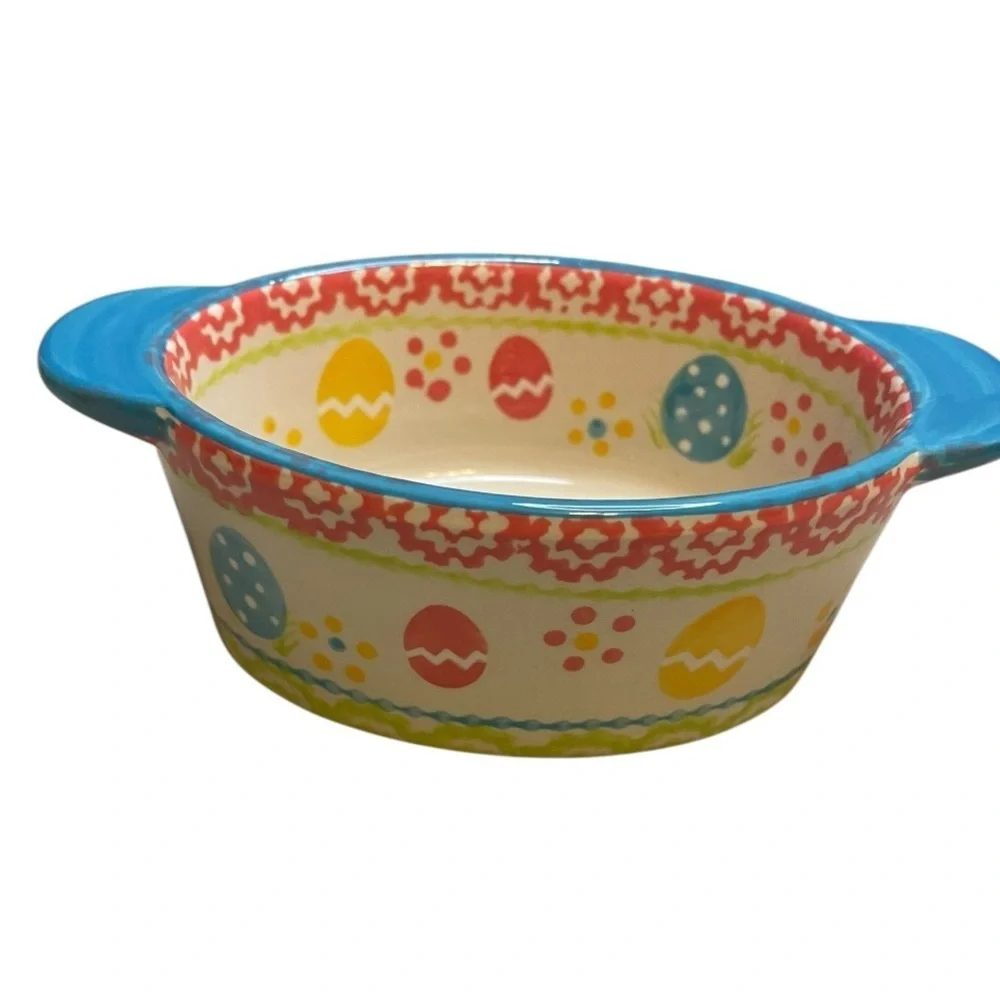 TEMP-TATIONS by Tara Old World Easter Egg Hunt Hand Painted CASSEROLE DISH